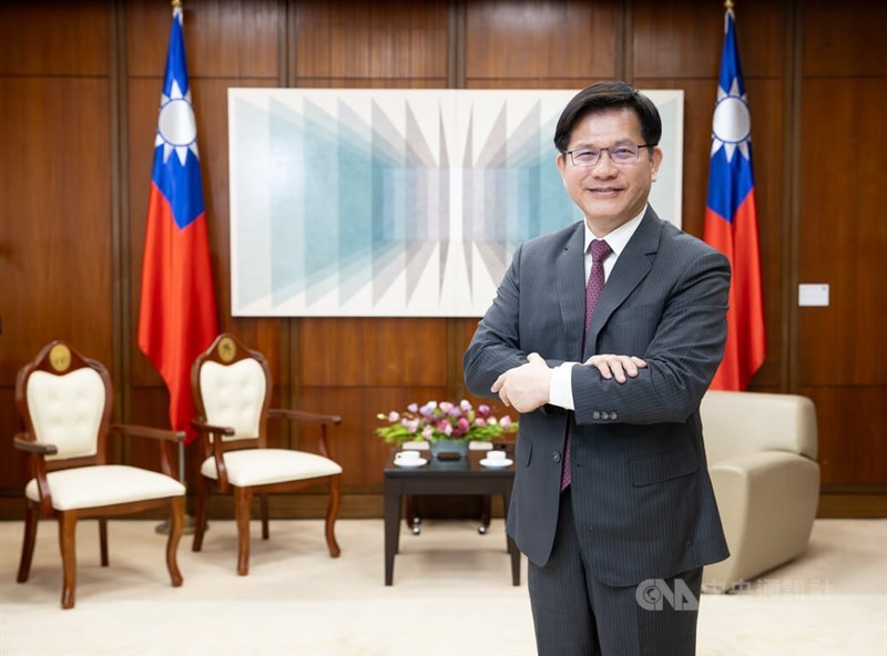 Foreign Minister Lin Chia-lung takes an interview with CNA in Taipei Friday. CNA photo Oct. 11, 2024