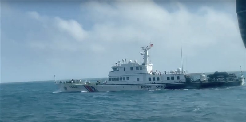 A Chinese coast guard ship enters Taiwan-controlled "restricted waters" off the Matsu Islands Monday morning. Photo courtesy of Coast Guard Administration's Kinmen-Matsu-Penghu Branch Oct. 14, 2024