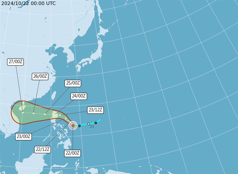 Graphic: Central Weather Administration (UTC, or Zulu time, is eight hours behind Taipei)