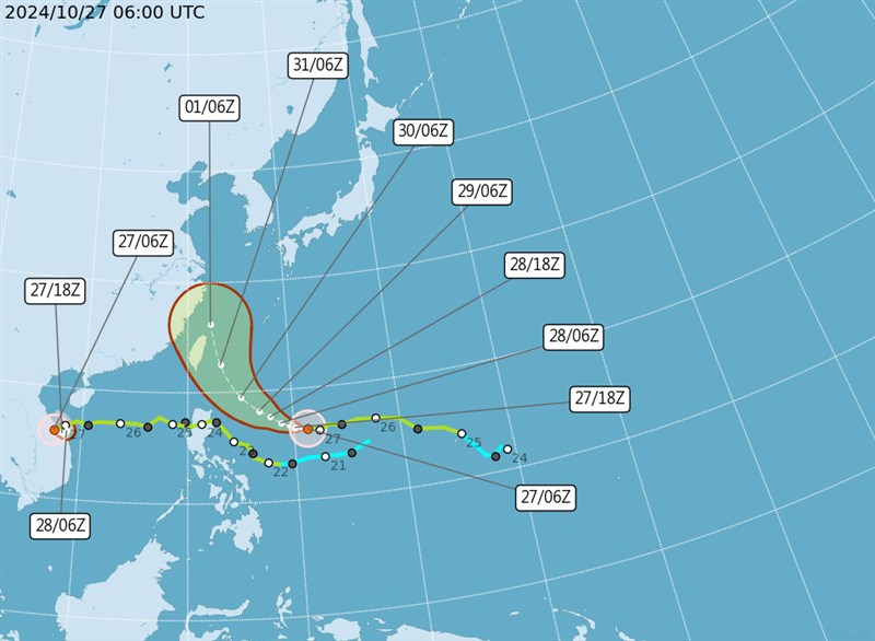 Graphic: Central Weather Administration (UTC, or Zulu time, is eight hours behind Taipei)