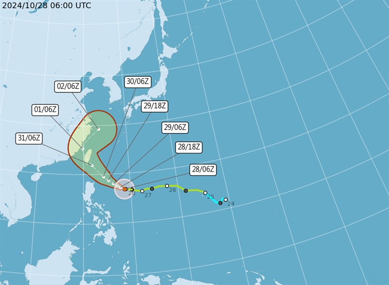 Graphic: Central Weather Administration Oct. 28, 2024