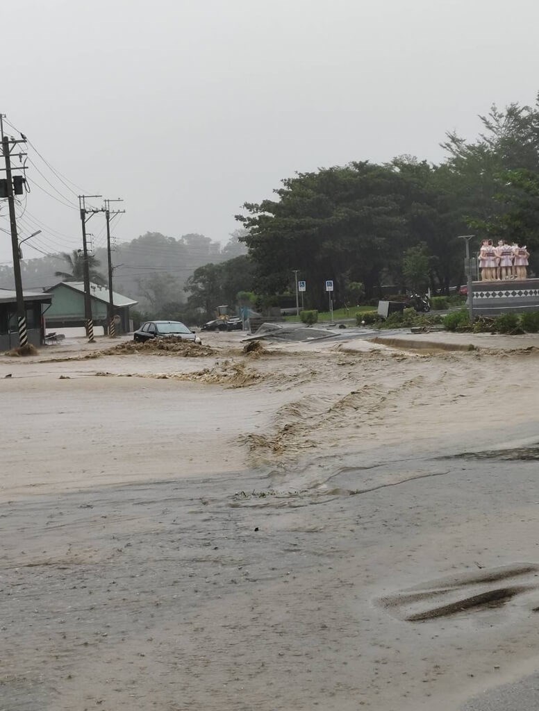 Hualien County's Zhuoxi Township is flooded with muddy water. Photo courtesy of a private contributor Oct. 31, 2024