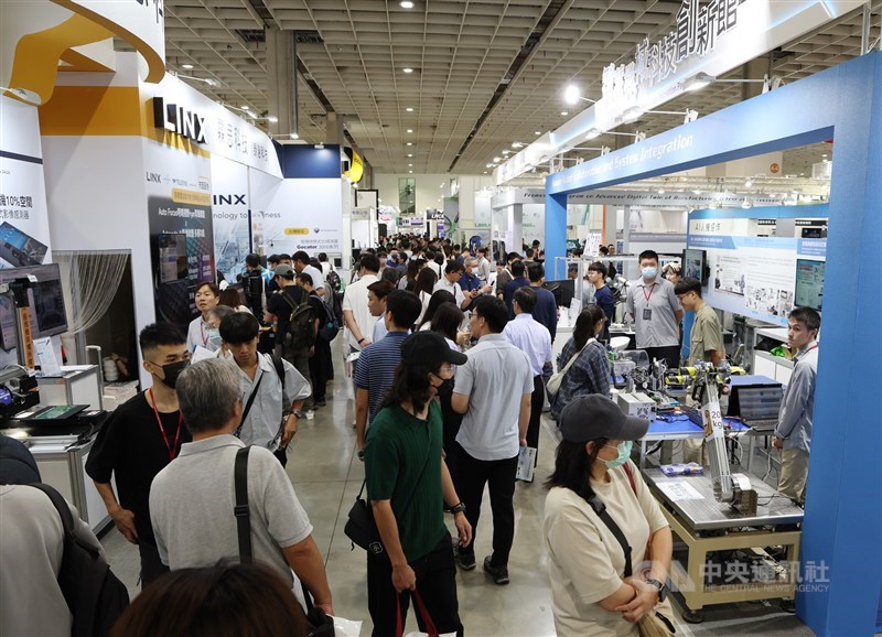 Exhibitors showcase their products at an automation show in Taipei in August 2024. CNA file photo