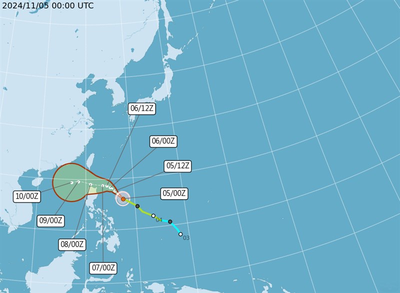 Typhoon Yinxing. Image from Central Weather Administration