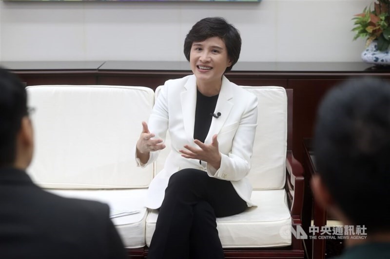 Vice Premier Cheng Li-chiun speaks with CNA in an interview on Friday. CNA photo Nov. 8, 2024