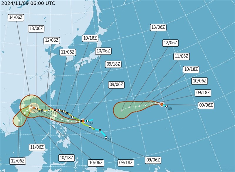 The three weather systems in the Western Pacific. CWA graphic