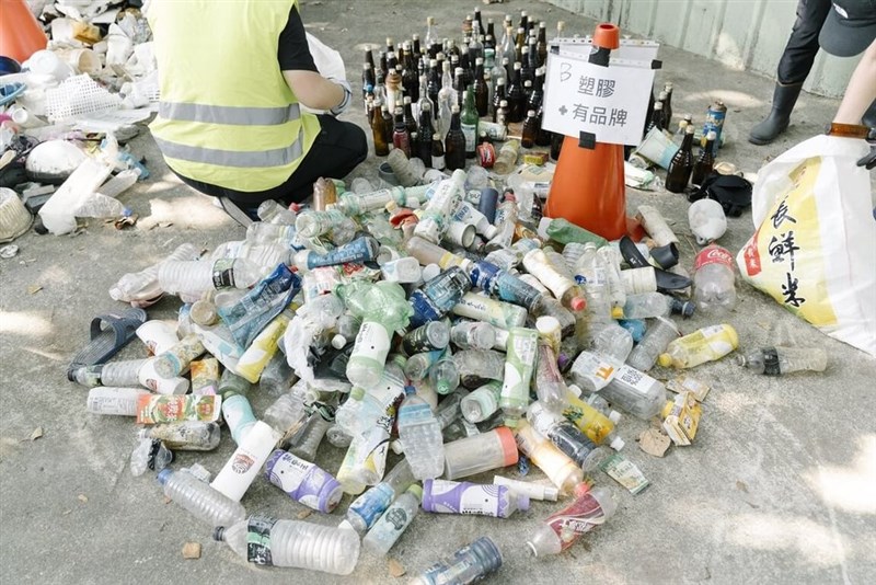 Waste consisting of plastic bottles collected from rivers in Taiwan. Photo courtesy of Greenpeace East Asia Taipei