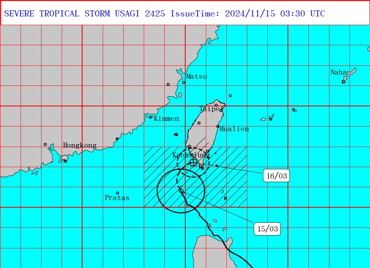 Graphic: Central Weather Administration (UTC, or Zulu time, is eight hours behind Taipei)