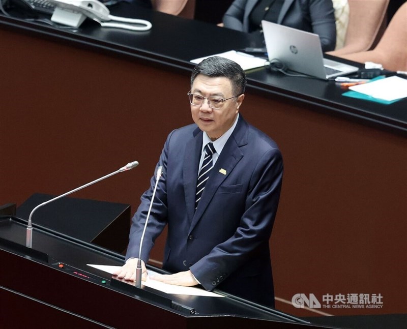 Premier Cho Jung-tai at the Legislative hearing on Tuesday. CNA photo Nov. 19, 2024