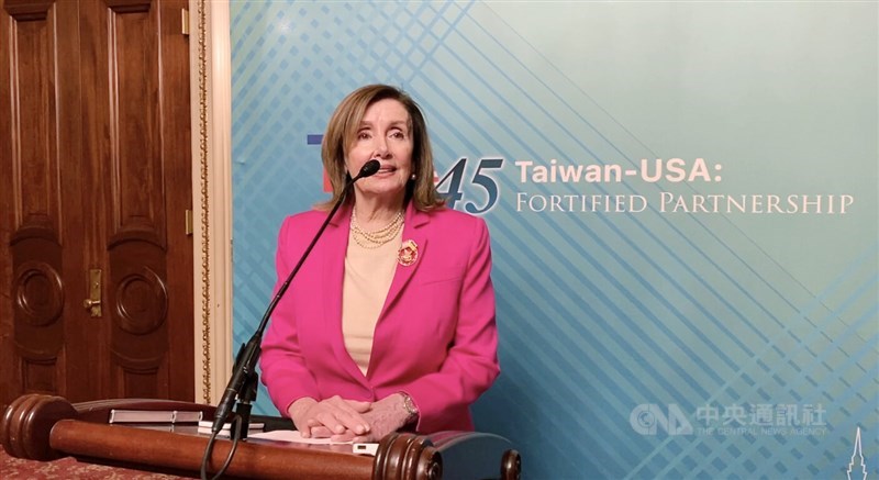 Former United States House Speaker Nancy Pelosi supports a Taiwan-USA function in March this year. CNA file photo