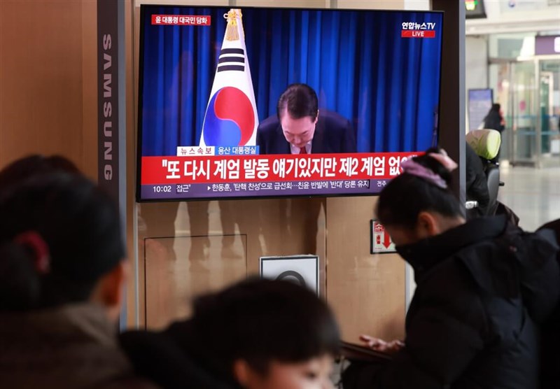 South Korean President Yoon Suk Yeol apologizes during a televised speech on Saturday for declaring martial law earlier this week. Photo: Yonhap News Agency, Dec. 7, 2024