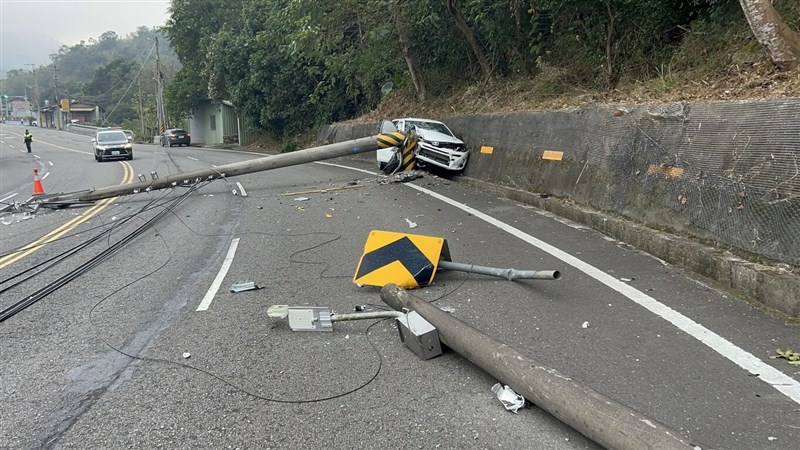 The scene of a traffic accident in Miaoli County on Saturday is seen in this photo. Photo courtesy of a private contributor Dec. 14, 2024