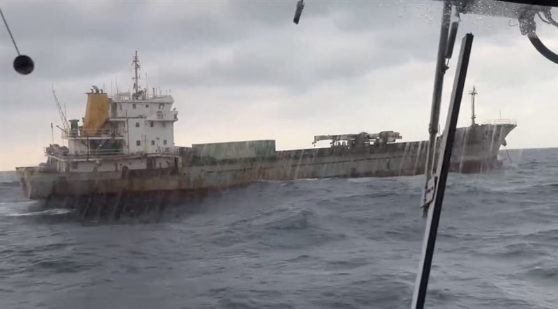 The Cameroon-registered "Shunxin39" freighter which caused the damage to undersea cable off northern Taiwan . Photo courtesy of the Coast Guard Administration