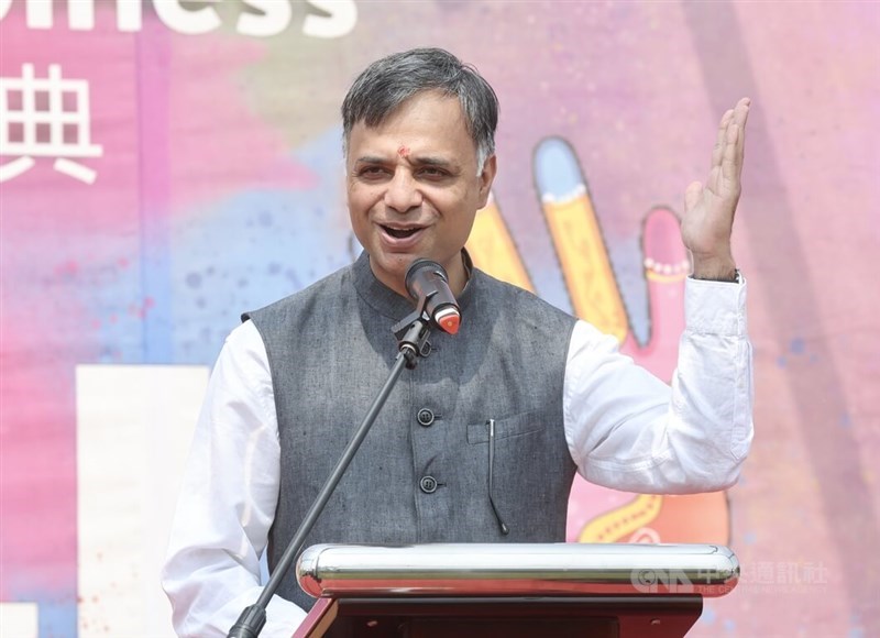 India's Representative to Taiwan Manharsinh Yadav at a Holi event in Taipei. CNA file photo