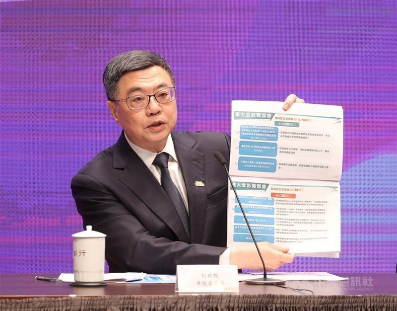 Premier Cho Jung-tai at a news conference in Taipei. CNA photo Jan. 23, 2025