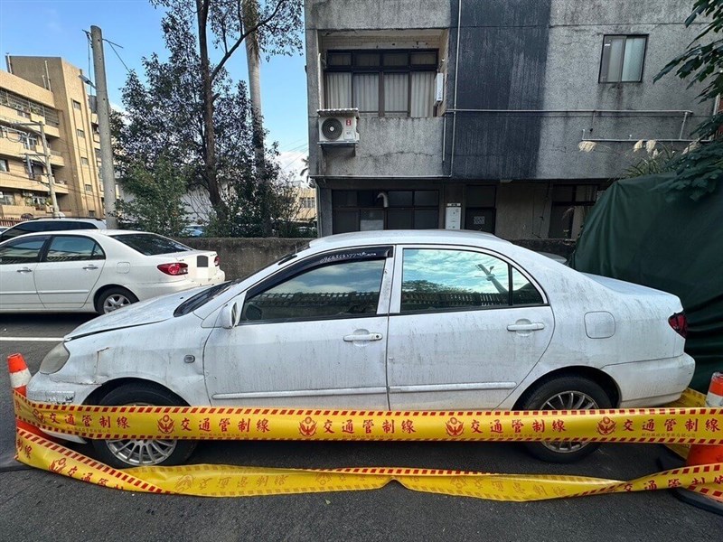 The vehicle involved in the shooting case. Photo courtesy of the Hsinchu County Police Bureau Jan. 25, 2025