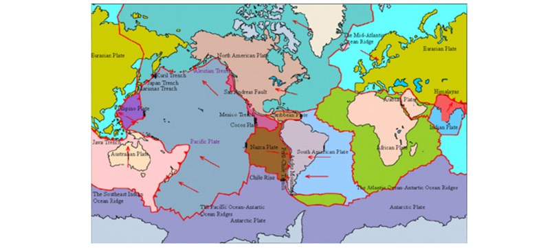 The Eurasian plate and the Philippine Sea plate (left, in deep purple). Graphic: Central Weather Administration