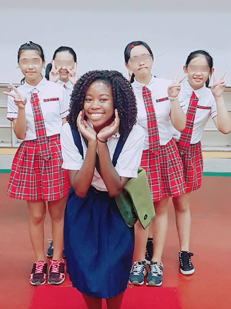 Kiah Duggins (center). Photo courtesy of Guan-Shan Elementary School Feb. 4, 2025