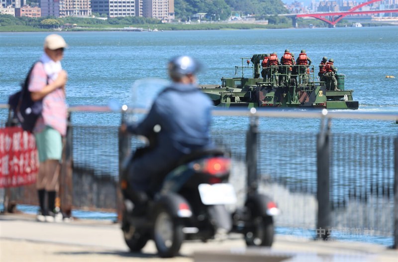 Soldiers take part in the Han Kuang exercises along the Tamsui River in New Taipei on July 22, 2024. CNA file photo for illustrative purpose only