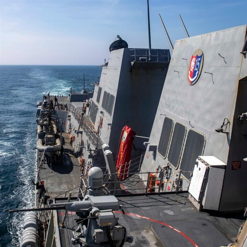 The image of the Arleigh Burke-class guided-missile destroyer USS Ralph Johnson sailing through the Taiwan Strait in August 2024 is taken from facebook.com/7thfleet.