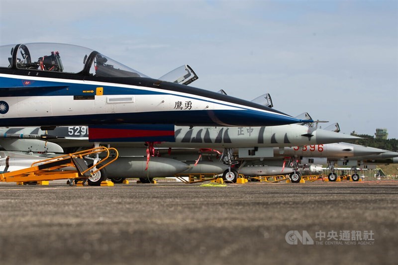 A Brave Eagle jet trainer is positioned with other fighters in this CNA file photo