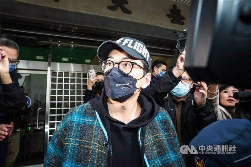 Actor Darren Wang is released on bail after questioning by prosecutors on Tuesday. CNA photo Feb. 18, 2025