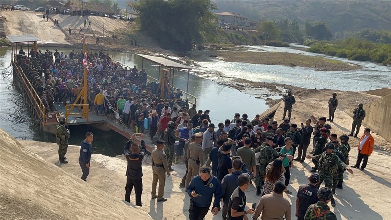 The Royal Thai Army greets victims freed from fraud ring at a Myanmar-Thai border in this recent photo. Photo courtesy of Royal Thai Army Feb. 13, 2025