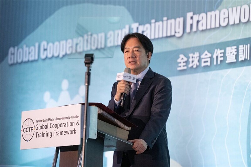 Taiwan's President Lai Ching-te speaks at the opening ceremony of the Global Cooperation and Training Framework (GCTF) Workshop on Whole-of-Society Resilience Building, Preparation, and Response in Taipei on March 4, 2025. Photo courtesy of Presidential Office