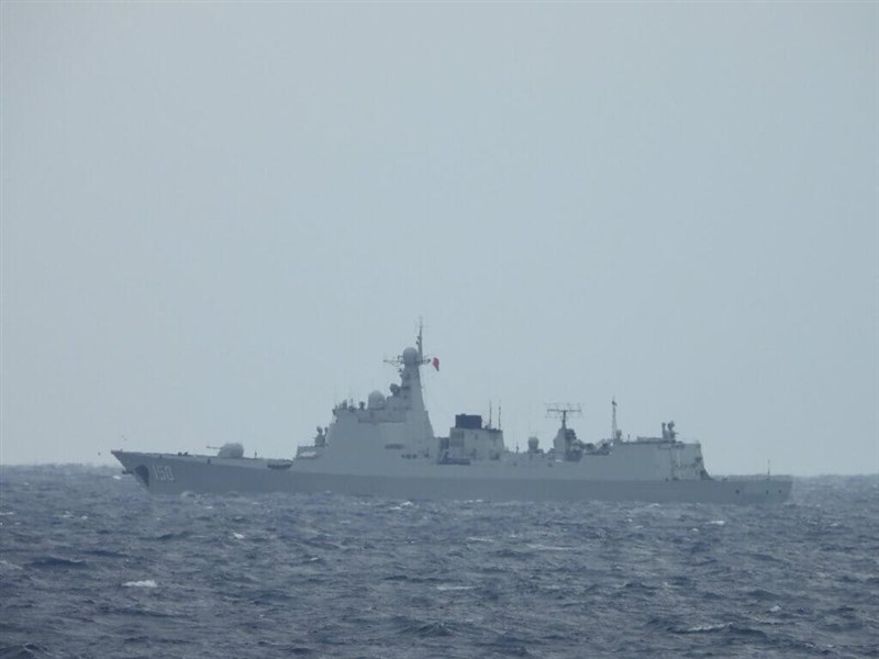 Chinese military vessel Changchun is seen in this photo taken by Taiwanese naval staff on board the naval destroyer Tso Ying in the Taiwan Strait on Tuesday. Photo courtesy of Ministry of National Defense March 19, 2025