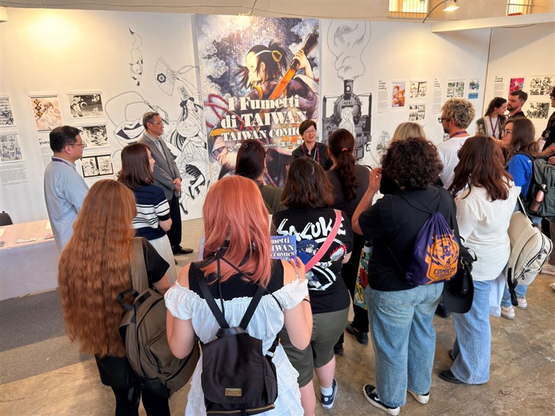 The Taiwan Pavilion at the 2025 Napoli Comicon in Italy hosts the "Taiwan_Comics" event to great popularity. Photo courtesy of Taipei Representative Office in Italy, Cultural Division