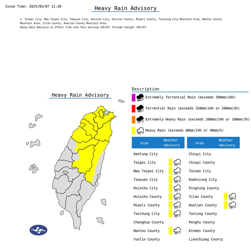 Graphic: Central Weather Administration