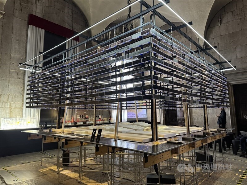 "TECH island," the centerpiece of "NON-Belief: Taiwan Intelligens of Precarity," is featured in Venice, Italy, on Friday. CNA photo May 9, 2025