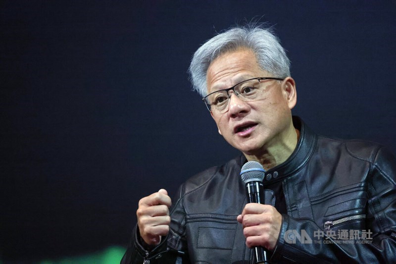 Nvidia founder and CEO Jensen Huang speaks to reporters in a press conference in Taipei. CNA photo May 21, 2025