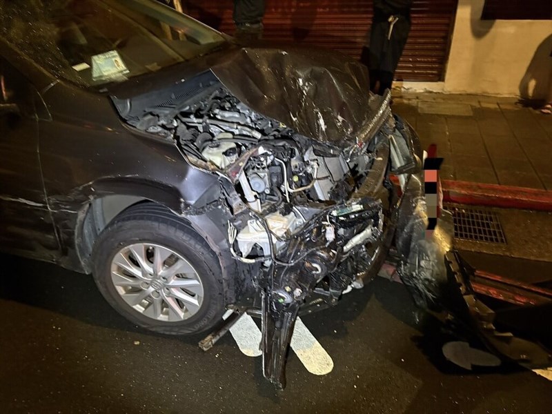 The vehicle operated by a 56-year-old driver is damaged after a crash on Thursday evening. Photo courtesy of local authorities