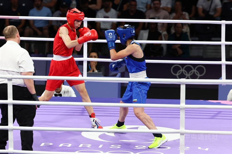 Taiwan's Lin Yu-ting (in red) at the 2024 Paris Olympics. CNA file photo