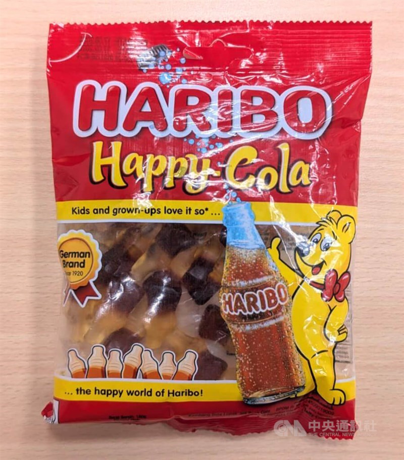 A pack of "HARIBO Happy Cola F!ZZ" purchased in Taiwan for illustrative purpose. CNA photo May 31, 2025