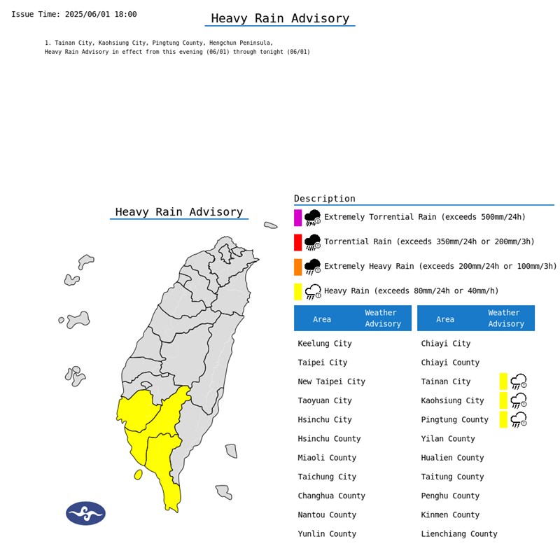 Graphic: Central Weather Administration