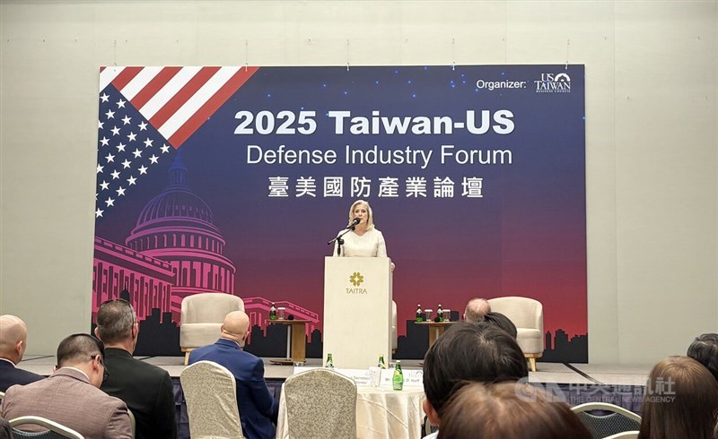 Former U.S. Secretary of the Army Christine Wormuth delivers a speech at a Taiwan-U.S. defense industry forum in Taipei. CNA photo June 11, 2025