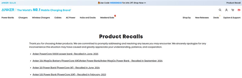 Recall notice graphic taken from Anker's U.S. website