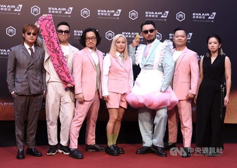 Members of Taiwanese rock band 88 Balaz pose for photos on the red carpet at the Golden Melody Awards ceremony in Taipei on Saturday. CNA photo June 28, 2025