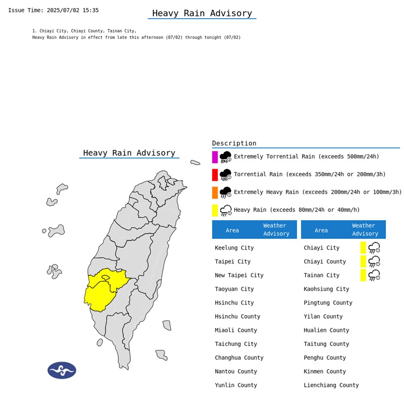 Graphic: Central Weather Administration