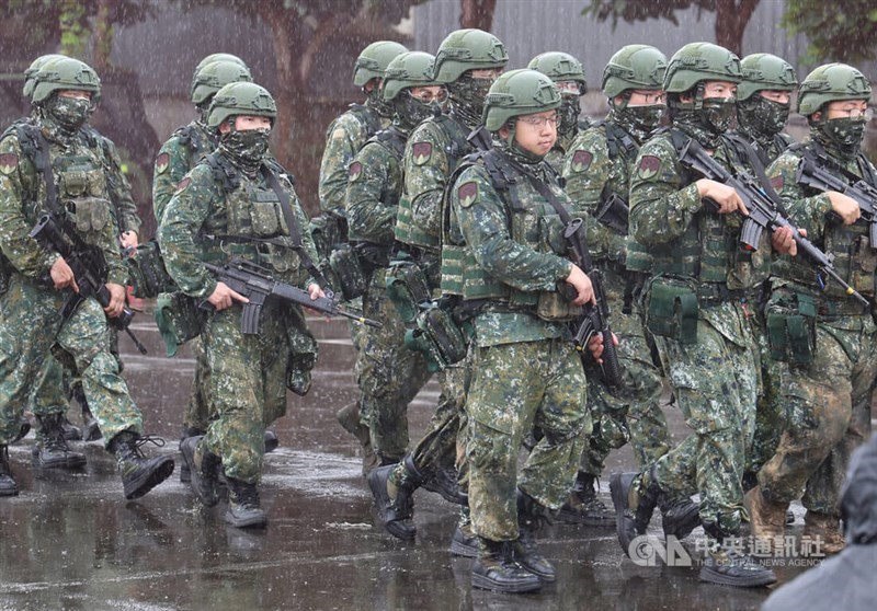 The brigade’s 3rd Infantry Battalion marches to defend its positions during the drill. CNA photo July 11, 2025