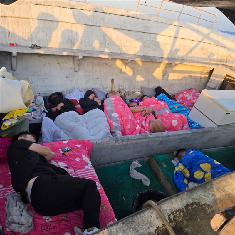The Pingtung District Prosecutors Office apprehends 10 illegal smugglers off the coast of Donggang, Pingtung, on Wednesday. CNA photo July 16, 2025 