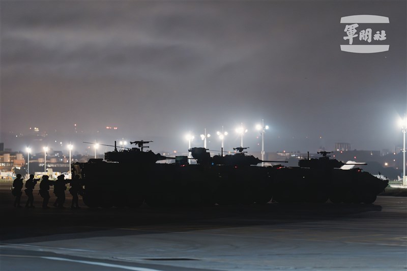 The 33rd Chemical Corps utilizes smoke generators to conceal troop movements at Taipei Songshan Airport on Wednesday. Photo Courtesy of Military News Agency July 16, 2025