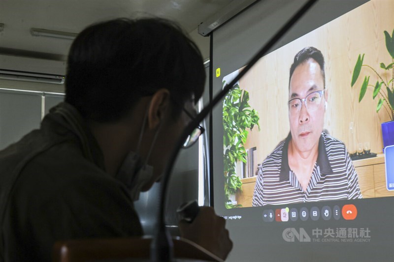National Taiwan Normal University Sport and Kinesiology Department Head Cheng Ching-feng (on the screen) attends Tuesday's press conference in Taipei. CNA photo July 22, 2025