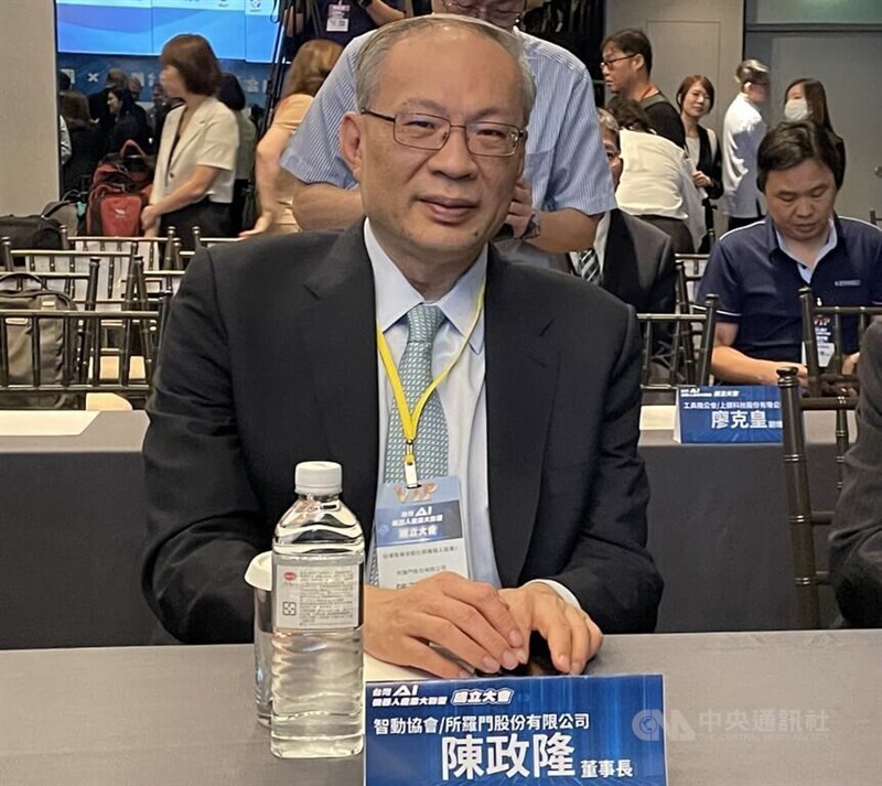 Solomon Chairman Johnny Chen at the Taiwan Automation Intelligence and Robotics Association inaugural meeting in Taipei on Tuesday. CNA photo July 22, 2025