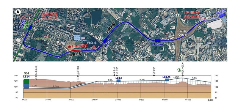 MRT Sanxing Line extension project route map (Courtesy of Department of Rapid Transit Systems, New Taipei)