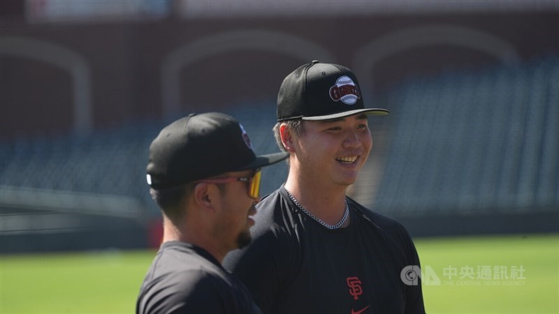 San Francisco Giants pitcher Teng Kai-wei (right). CNA photo Aug. 2, 2025