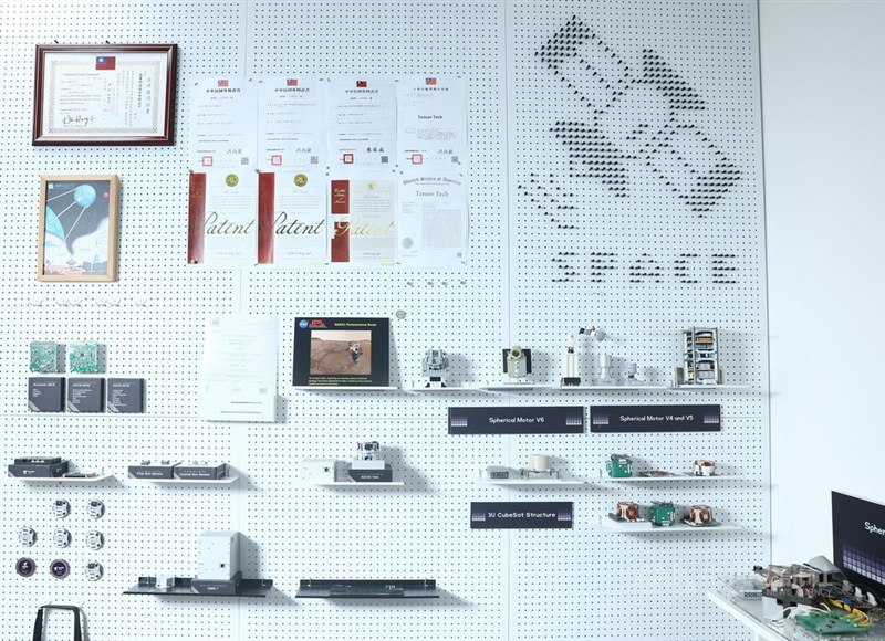 A display of Tensor Tech's products, patents and certificates. CNA photo July 20, 2025