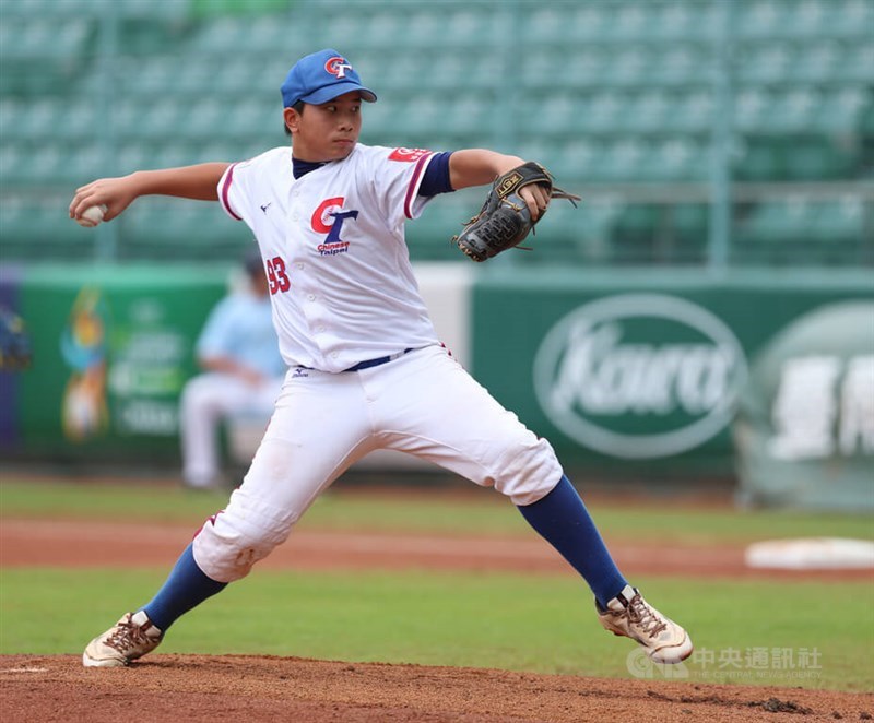 Zhong Ding-xu, the starter of Taiwan's U-12 team against the South Korean team on Sunday. CNA photo Aug. 3, 2025